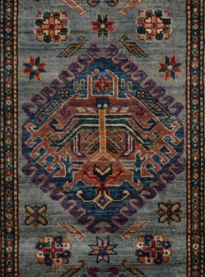 Detail image of 2' 7 x 7' 7 Hand Knotted Kazak Runner Rug