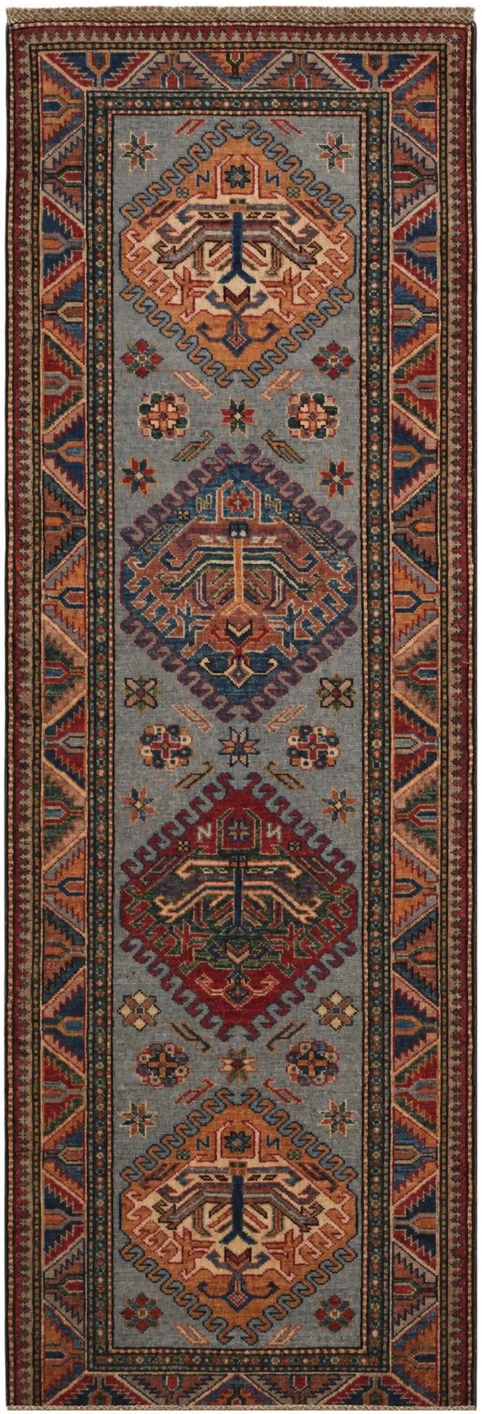 2' 7 x 7' 7 Hand Knotted Kazak Runner Rug