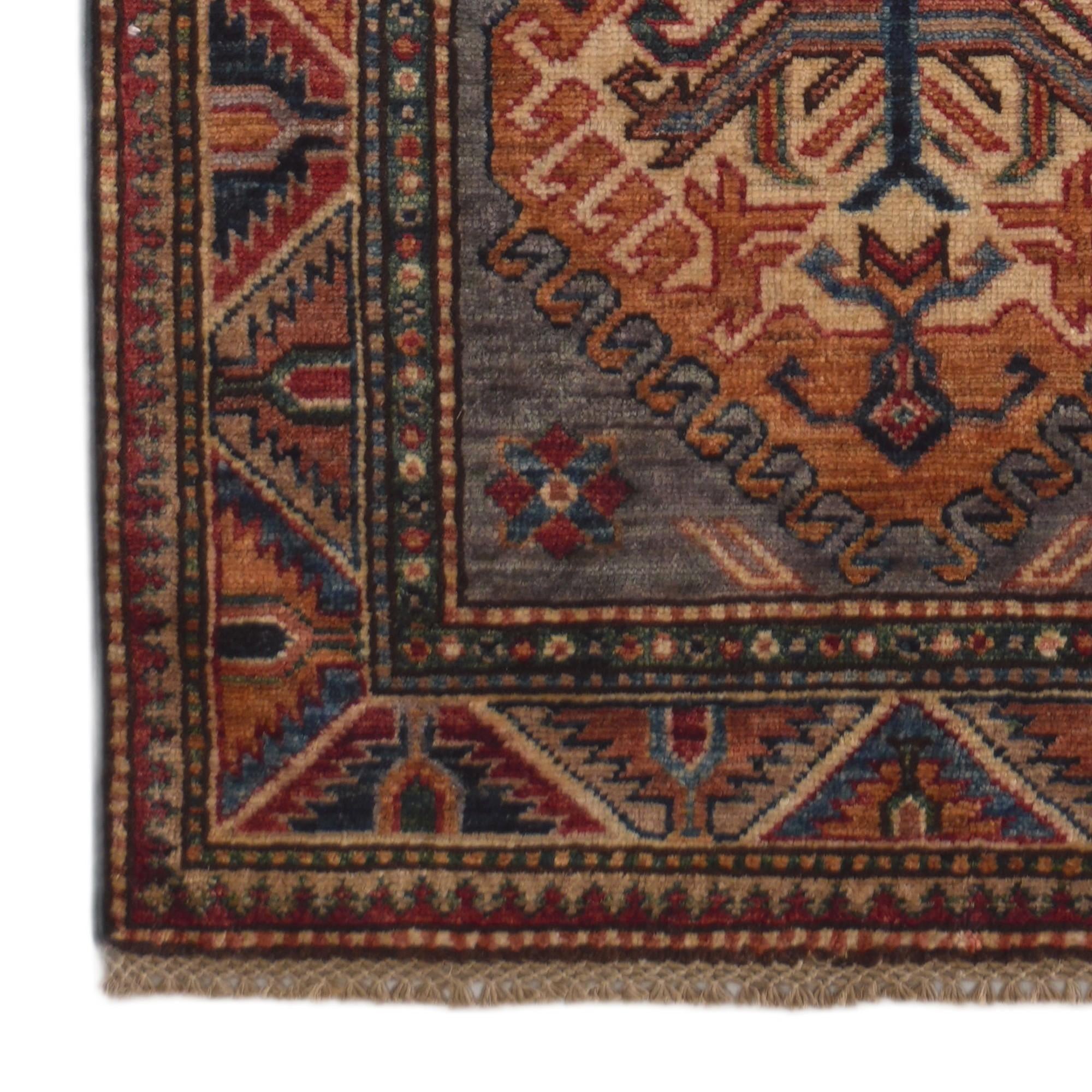 2' 7 x 8' Hand Knotted Kazak Runner Rug