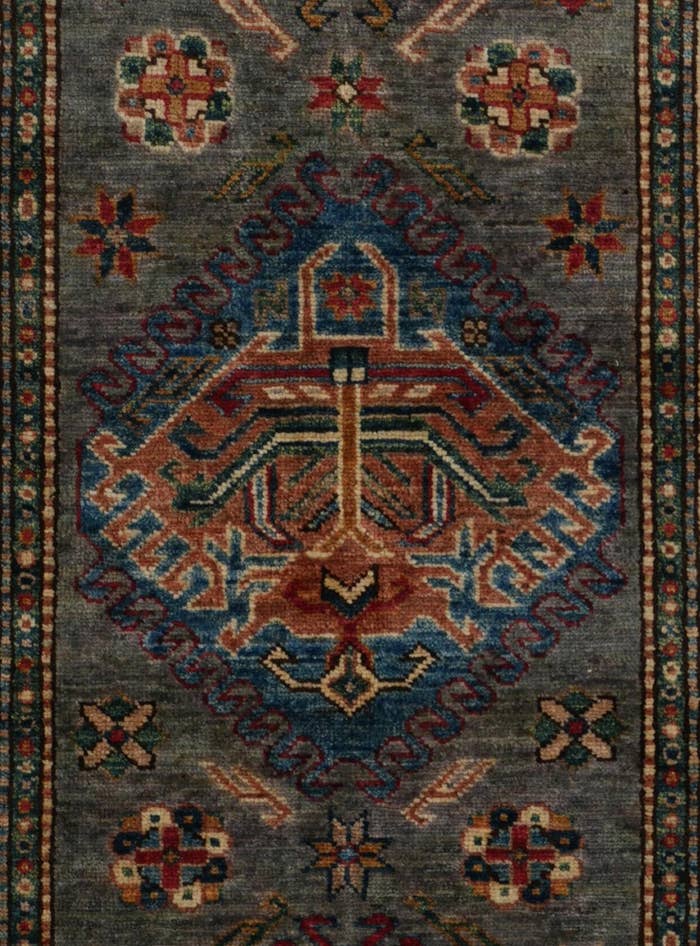 Detail image of 2' 7 x 8' Hand Knotted Kazak Runner Rug