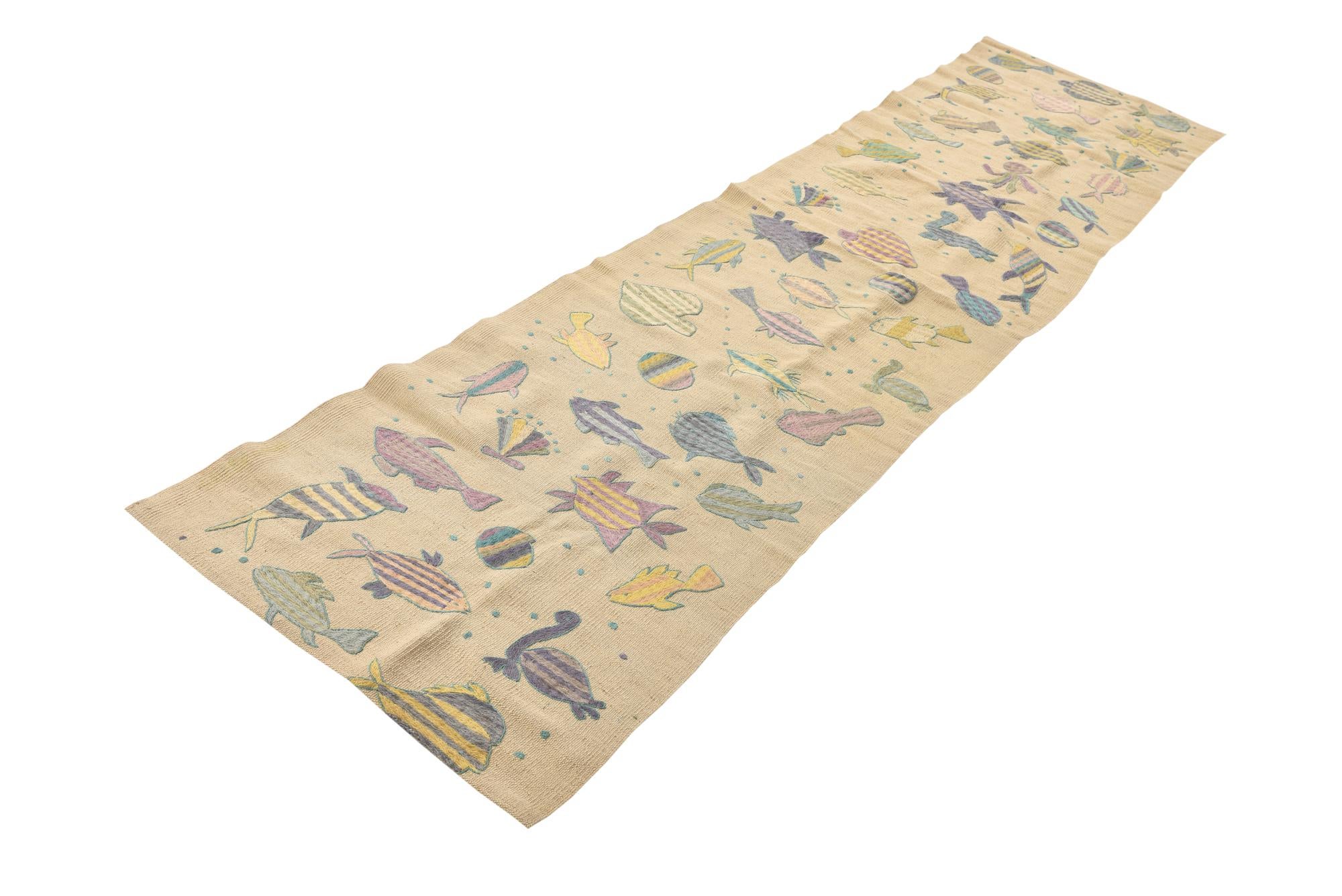 2' 2 x 9' 1 Hand Woven Kilim Suzani Wool Runner Rug