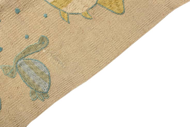 Detailfoto van 65cm x 275cm Handgeweven Kilim Suzani Wol Loper Vloerkleed