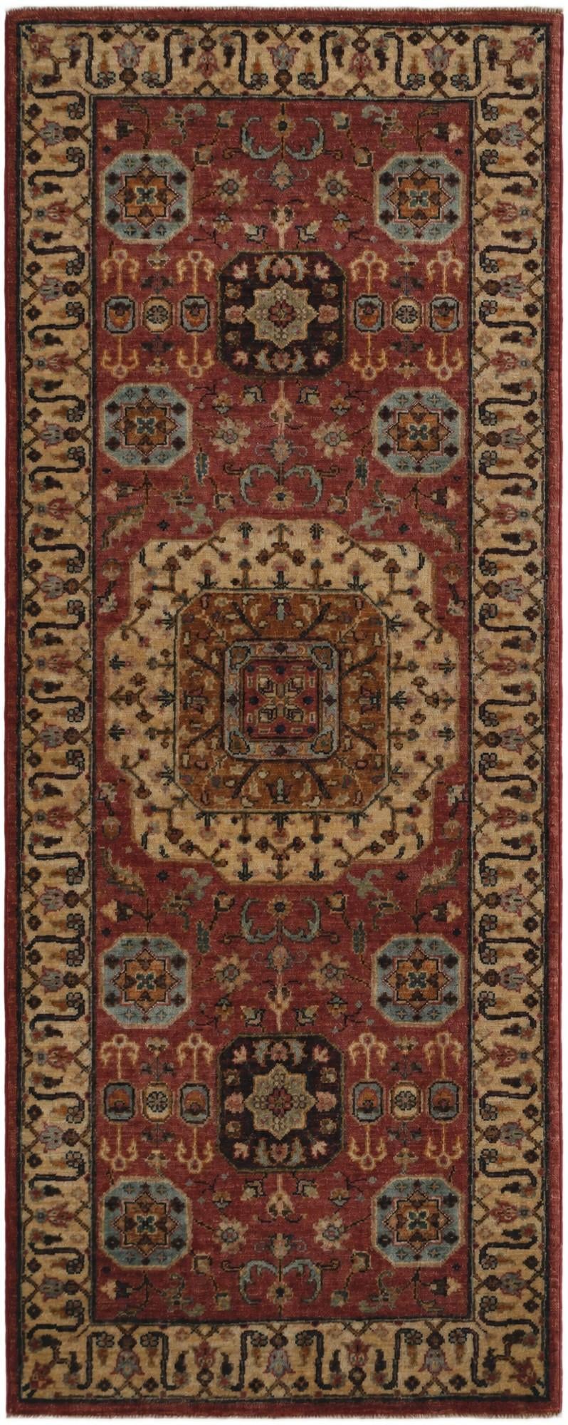 2' 7 x 6' 9 Hand Knotted Mamluk Ziegler Runner Rug