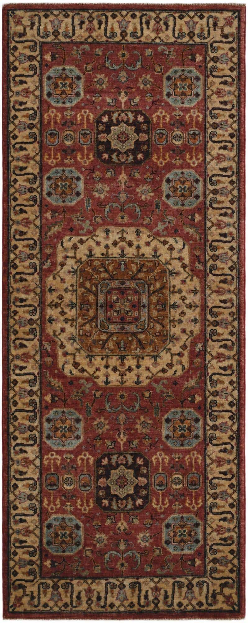 2' 7 x 6' 9 Hand Knotted Mamluk Ziegler Runner Rug