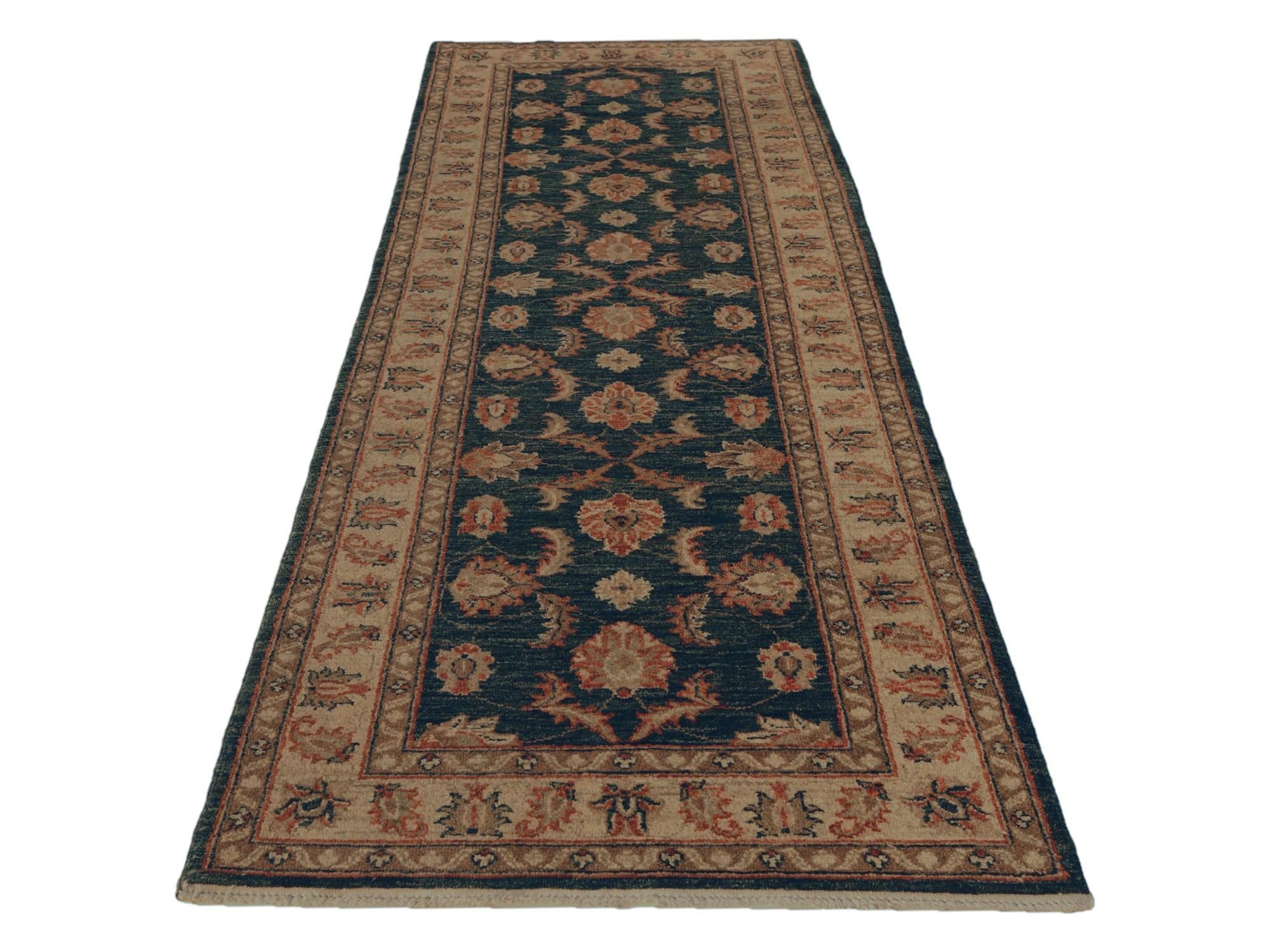1' 10 x 8' 4 Hand Knotted Pershawar Ziegler Runner Rug