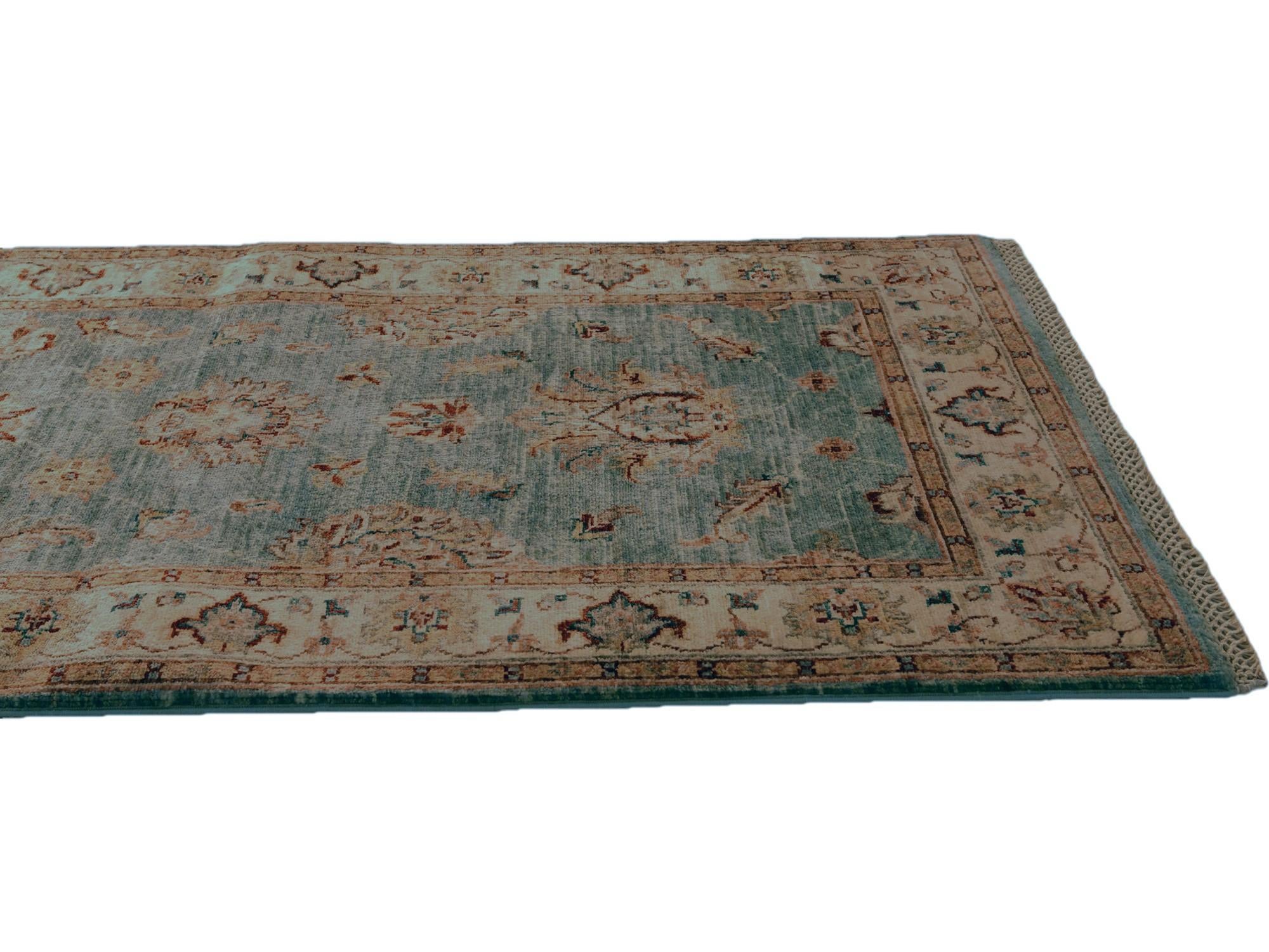2' 8 x 7' Hand Knotted Pershawar Ziegler Runner Rug
