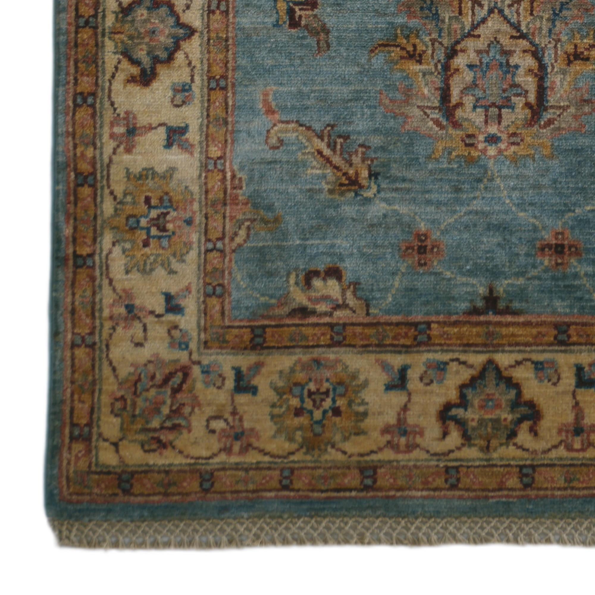 2' 8 x 7' Hand Knotted Pershawar Ziegler Runner Rug