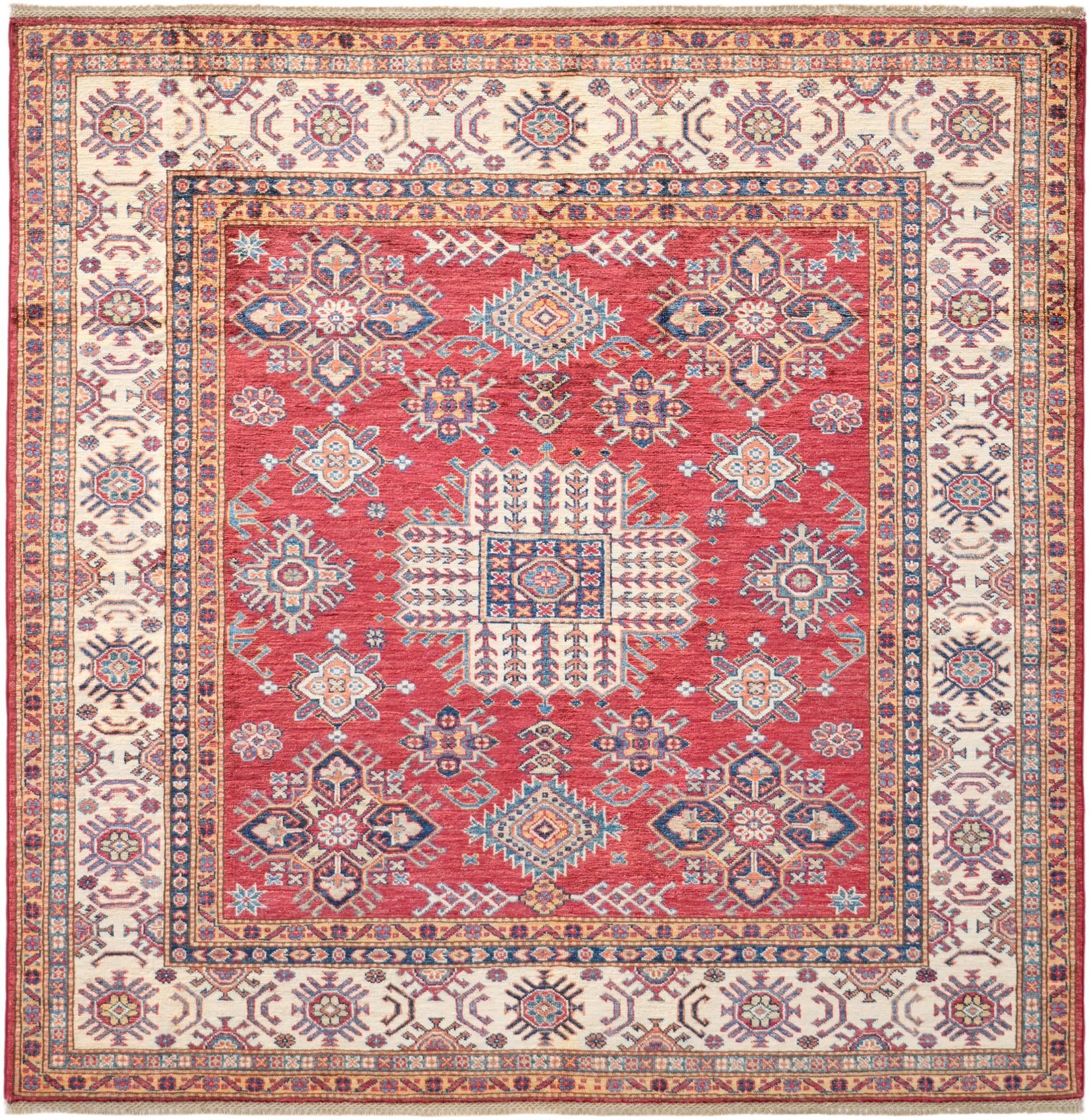 185cm x 190cm anudado a mano Kazak Alfombra Cuadrado