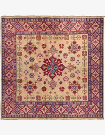 4' 10 x 4' 10 Hand Knotted Kazak Square Rug
