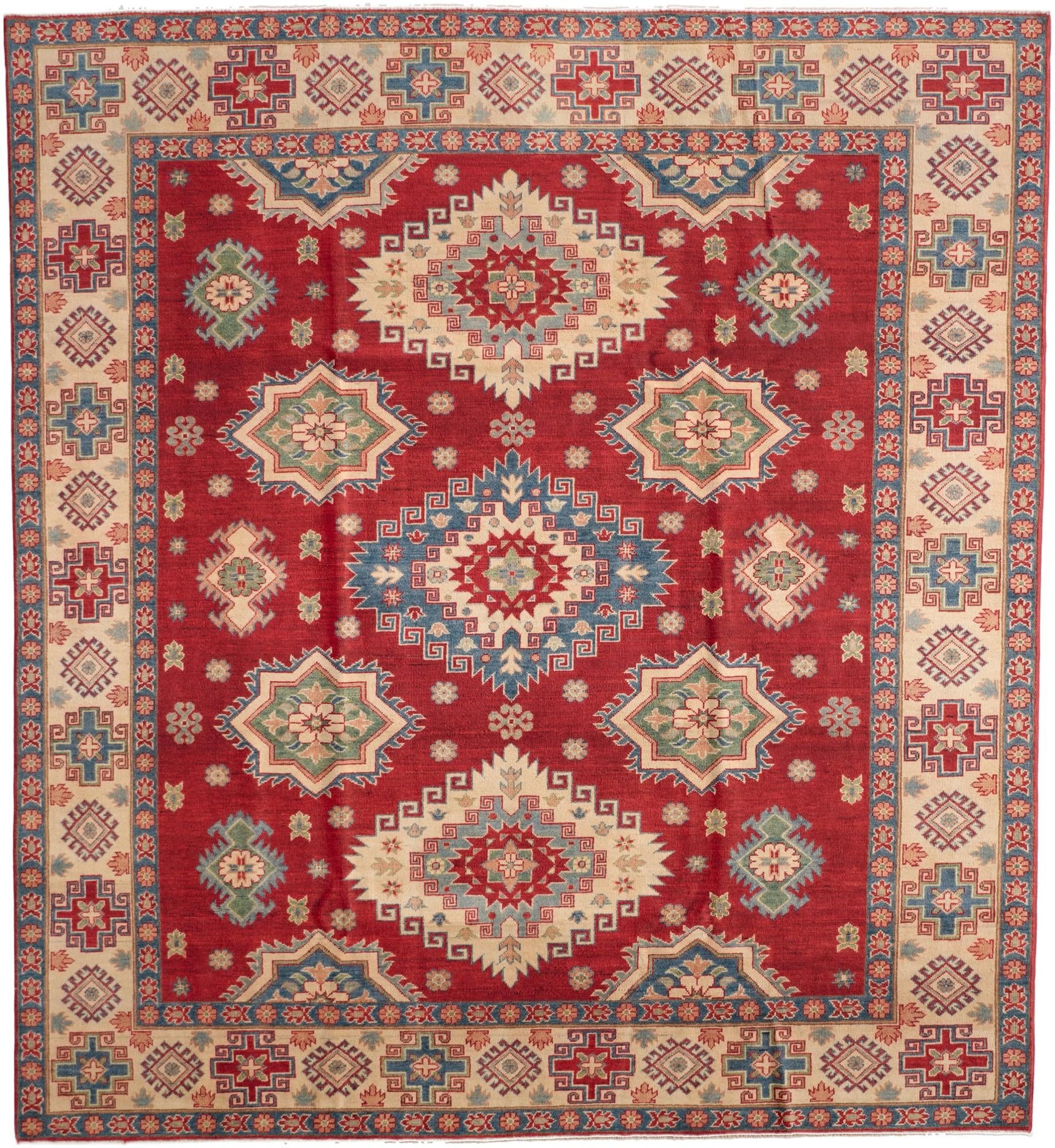 8' 2 x 8' 11 Hand Knotted Kazak Square Rug