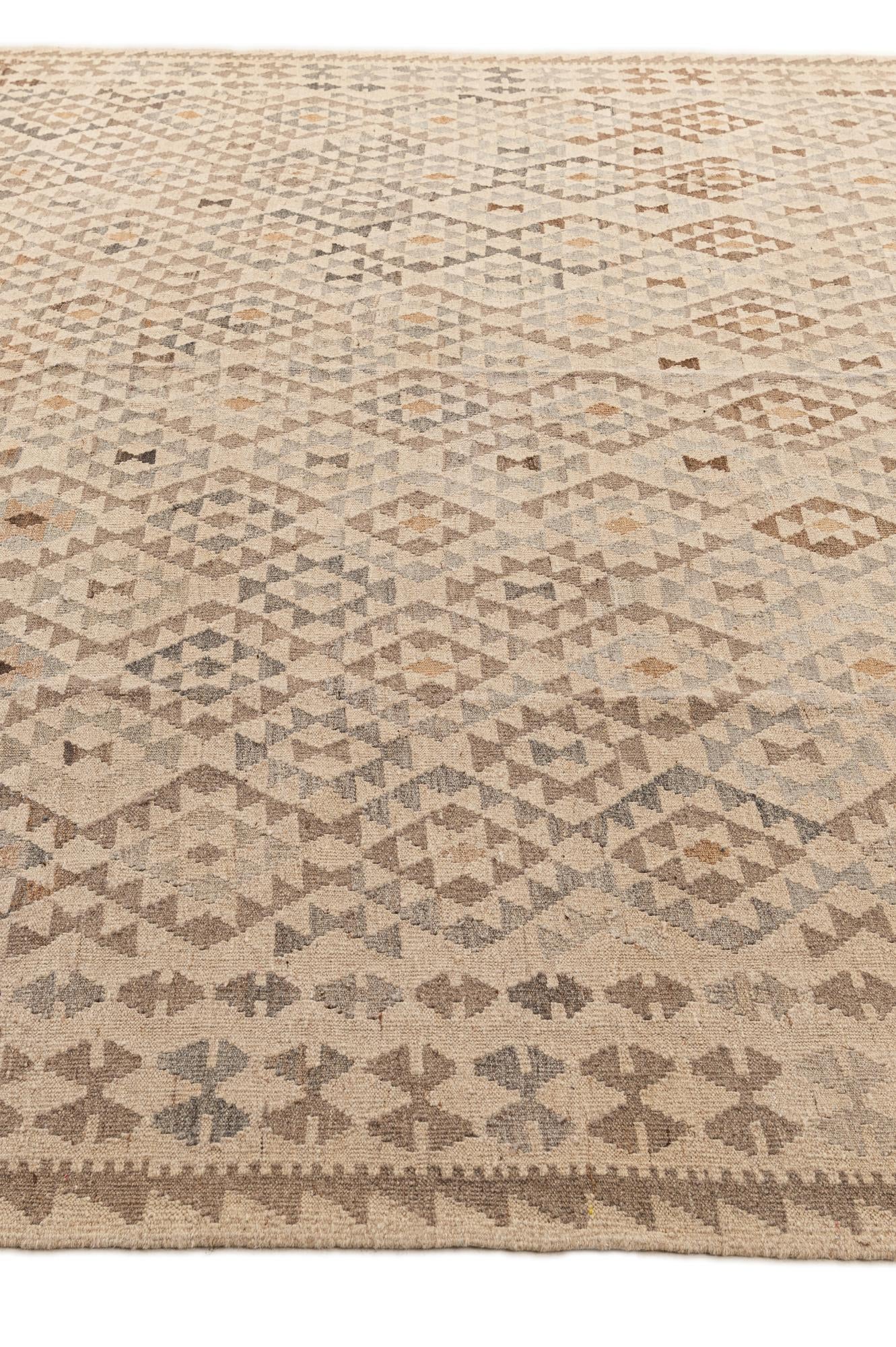 9' 10 x 10' 3 Hand Woven Kilim Maymana Wool Square Rug