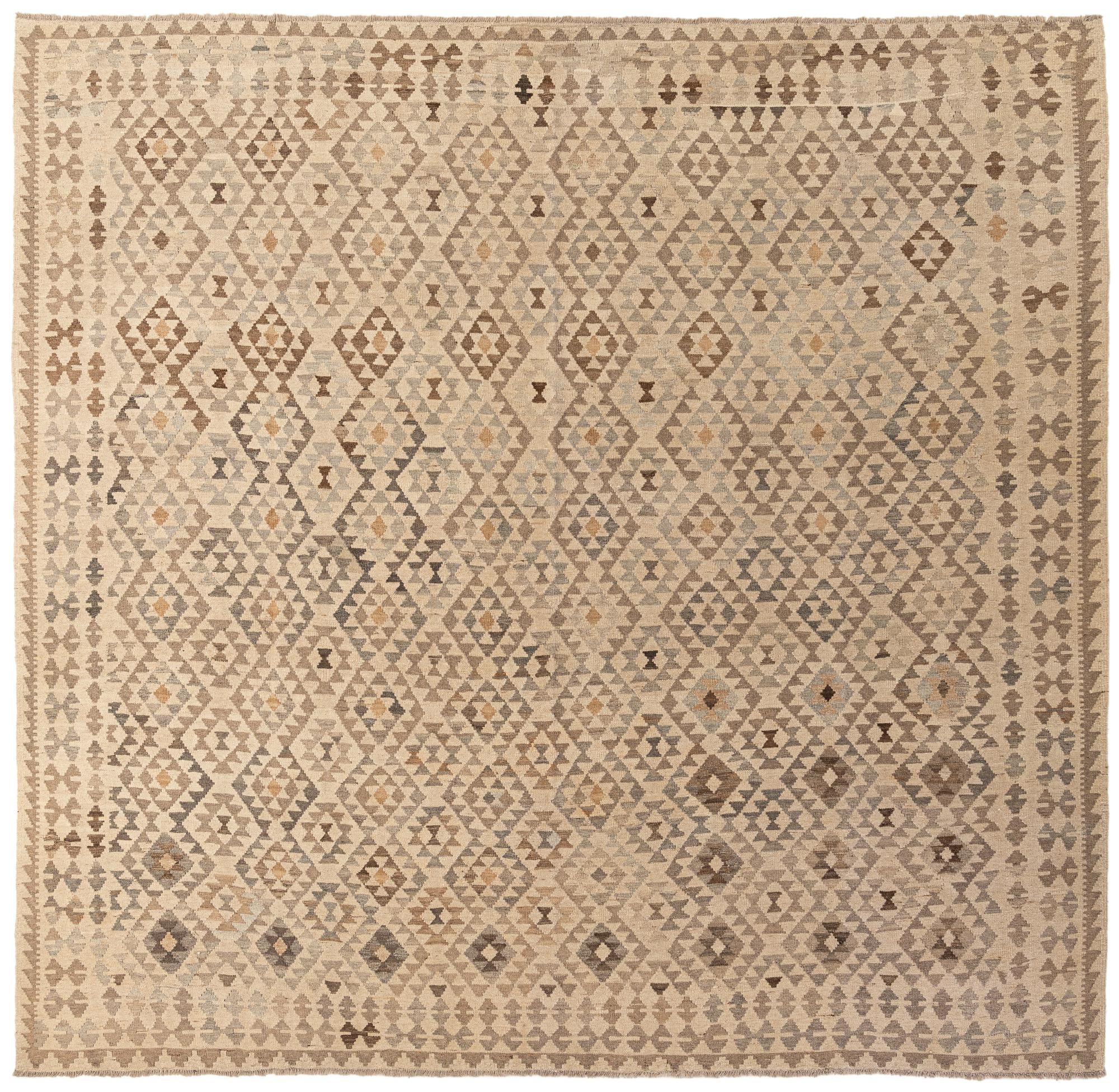 9' 10 x 10' 3 Hand Woven Kilim Maymana Wool Square Rug