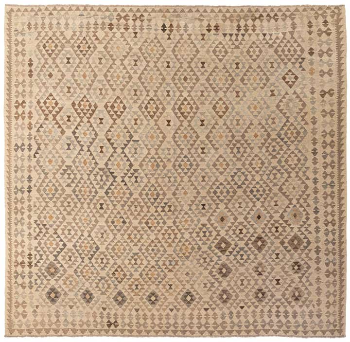 9' 10 x 10' 3 Hand Woven Kilim Maymana Wool Square Rug