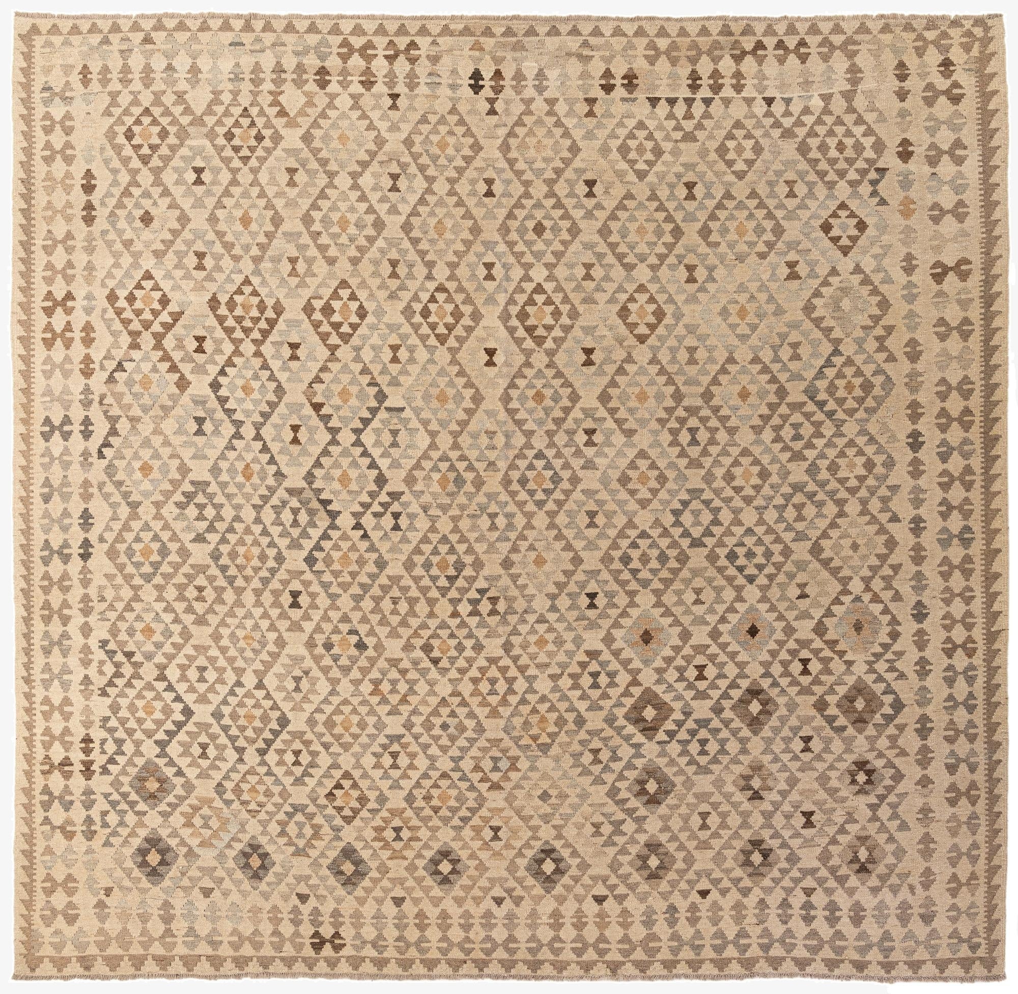 9' 10 x 10' 3  Hand Woven Kilim Maymana Wool Square Rug