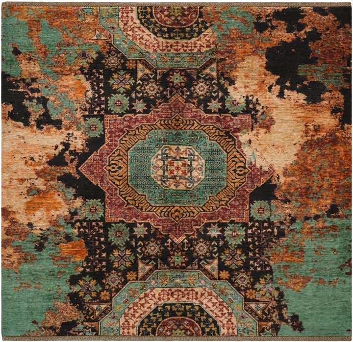 5' 10 x 6' 4 Hand Knotted Mamluk Ziegler Square Rug
