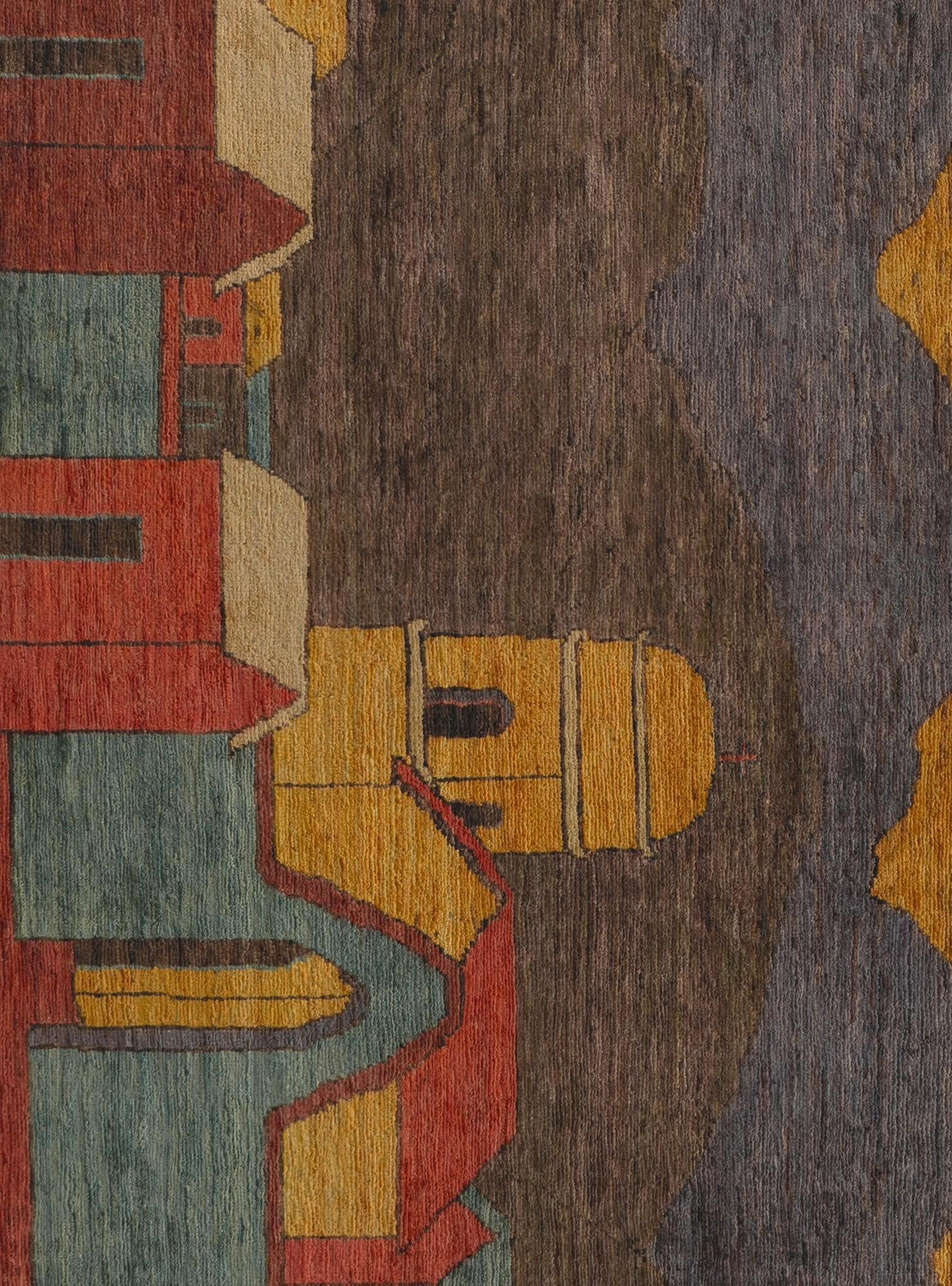 6' 6 x 6' 6 Hand Knotted Ziegler Modern Square Rug
