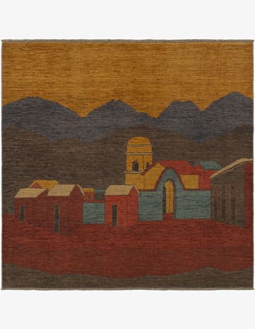 6' 6 x 6' 6 Hand Knotted Ziegler Modern Square Rug