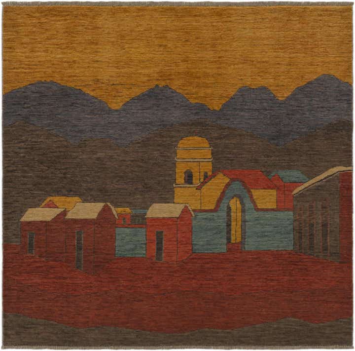 6' 6 x 6' 6 Hand Knotted Ziegler Modern Square Rug