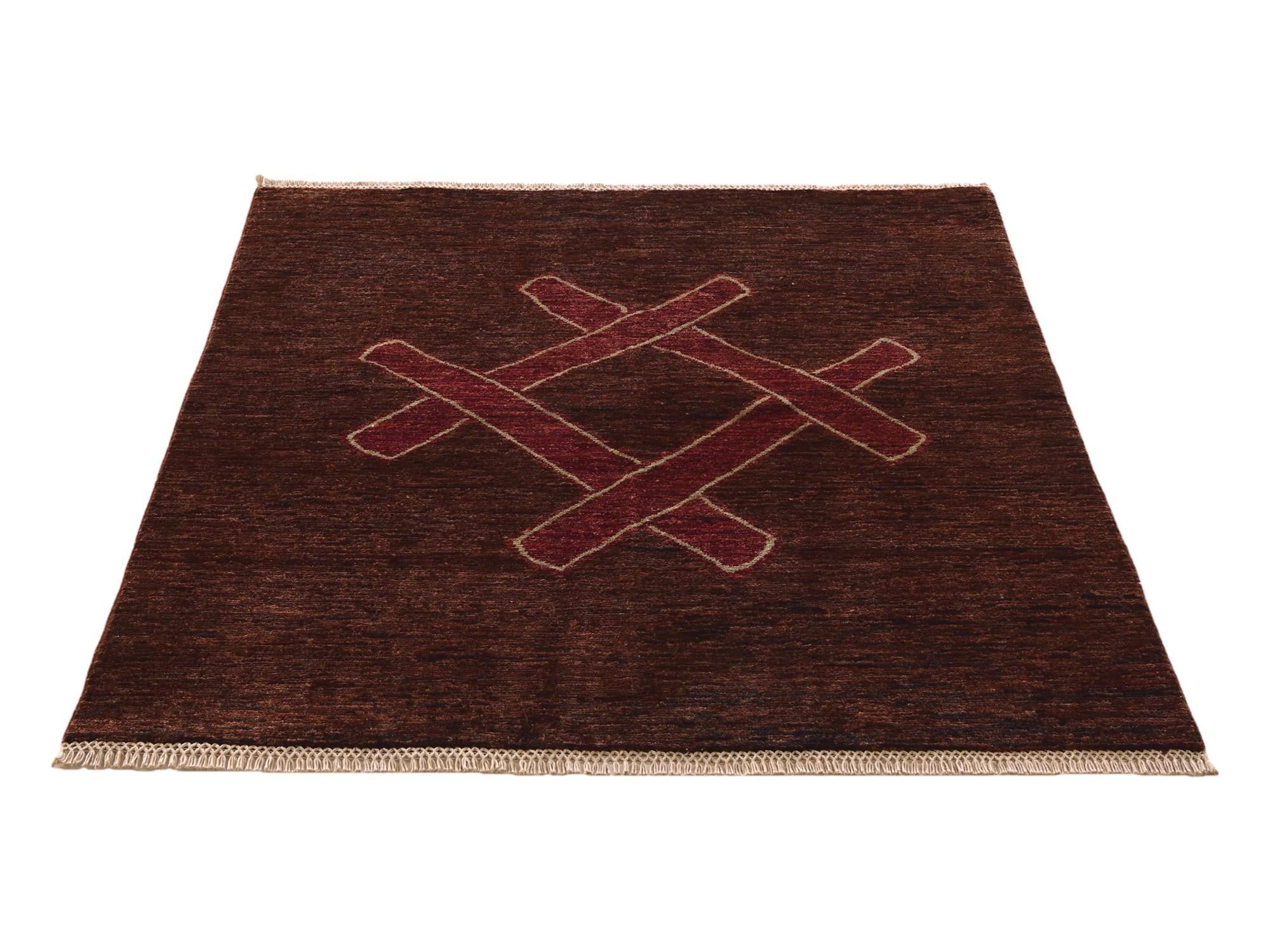 4' x 4' 3 Hand Knotted Ziegler Modern Square Rug