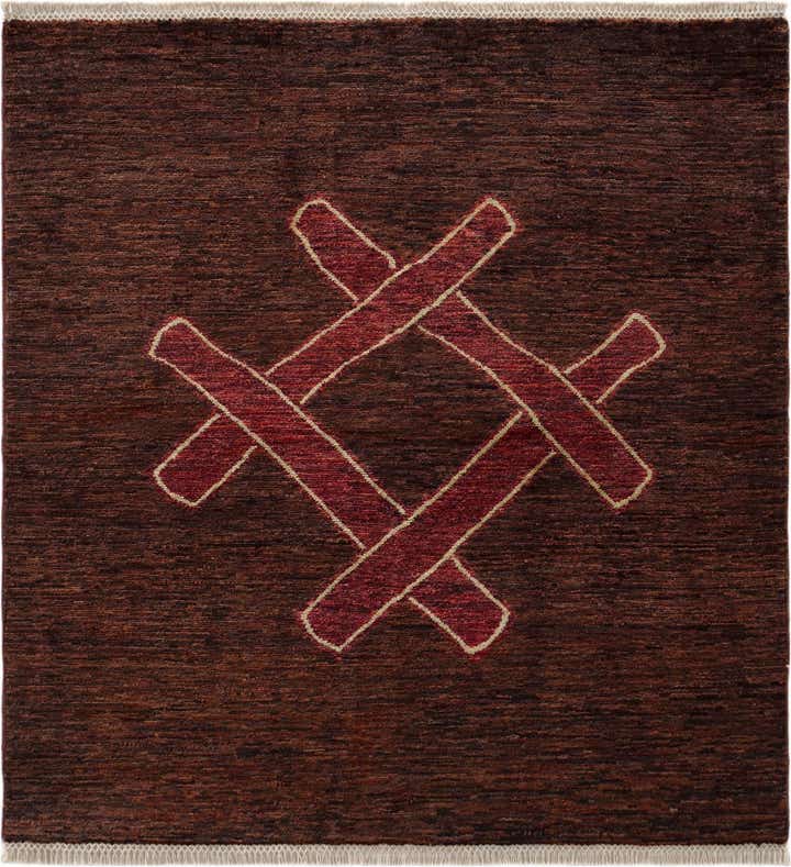 4' x 4' 3 Hand Knotted Ziegler Modern Square Rug
