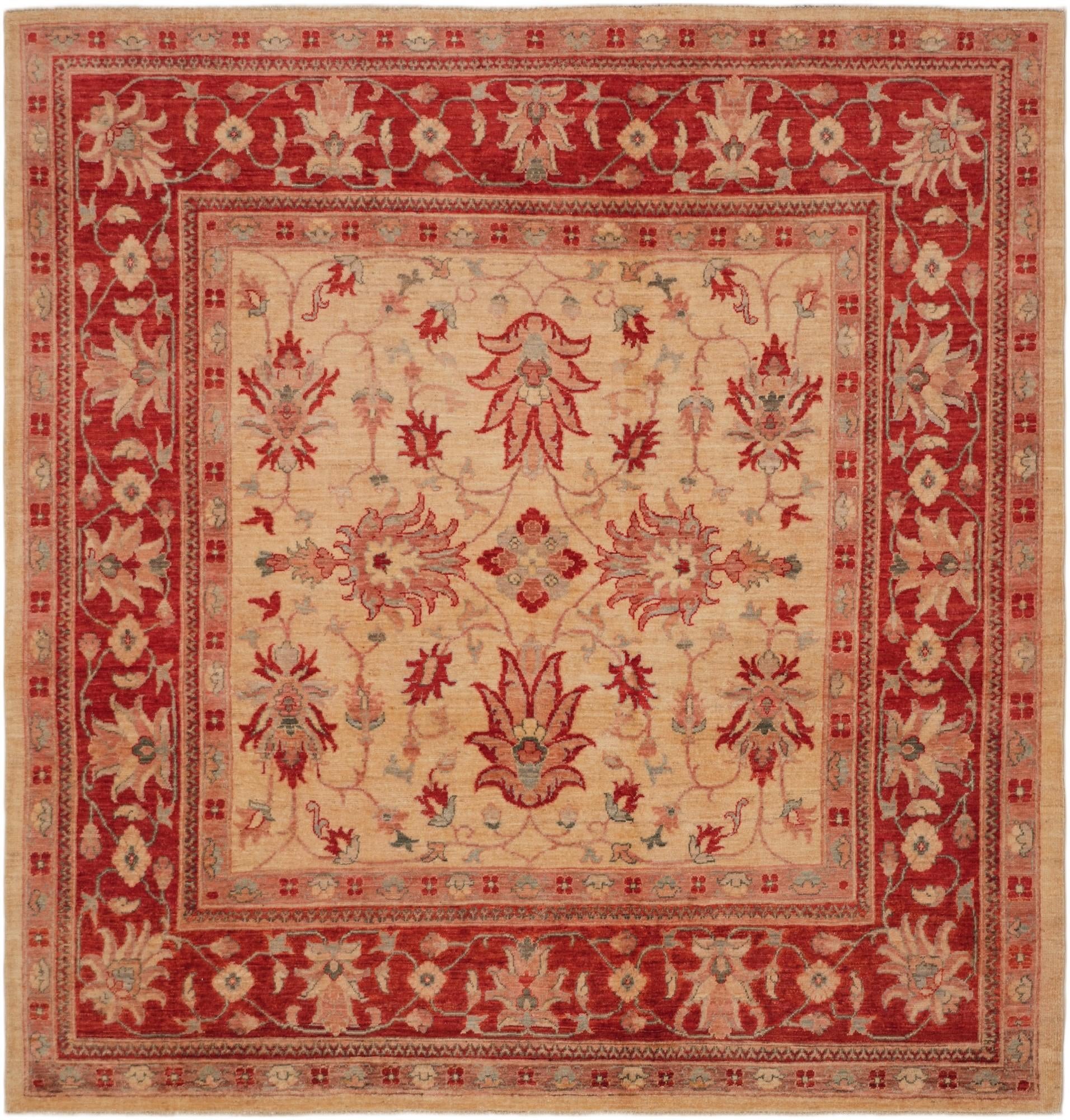 6' 5 x 6' 9 Hand Knotted Ziegler Square Rug