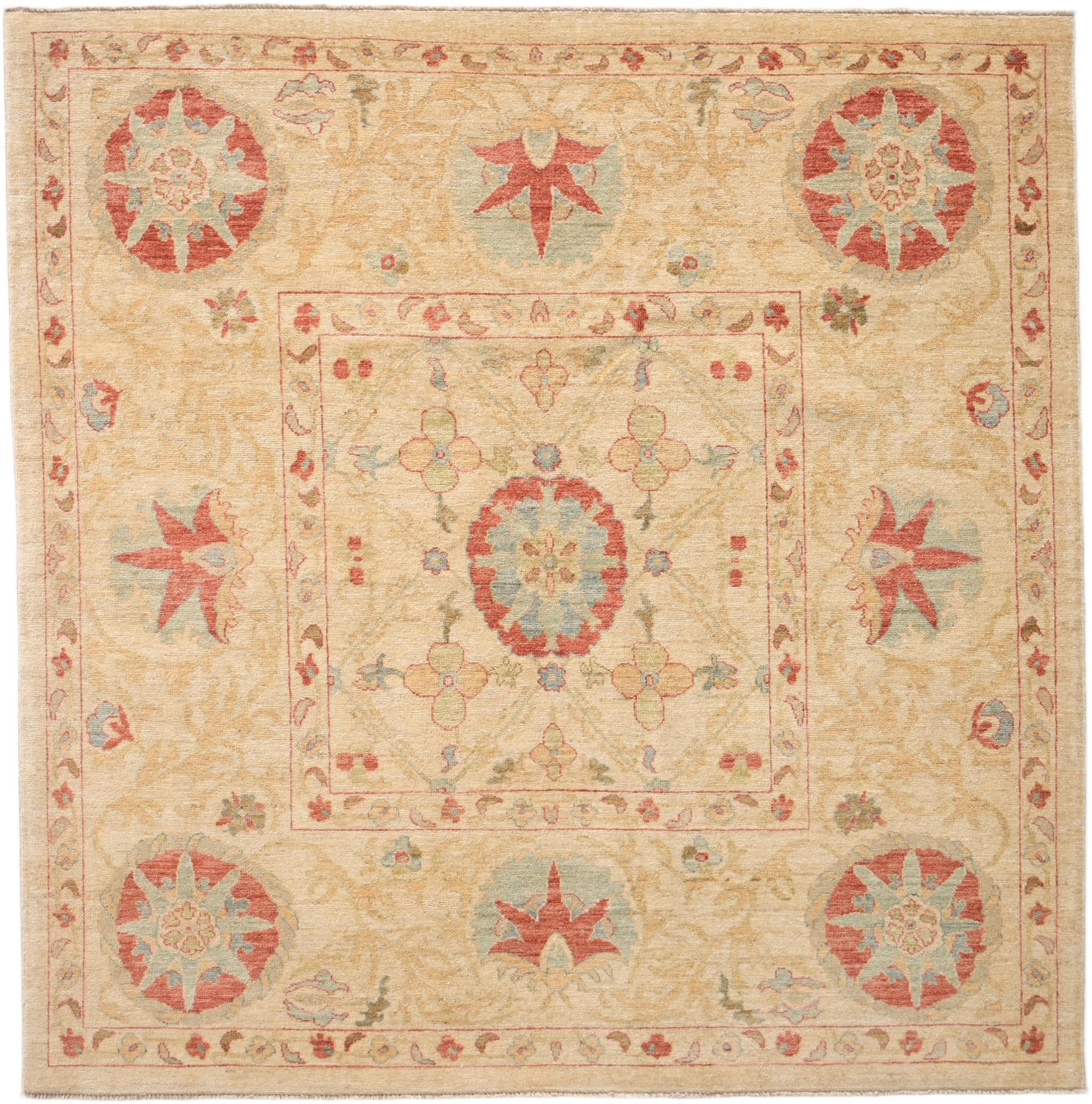 6' x 6' Hand Knotted Ziegler Square Rug