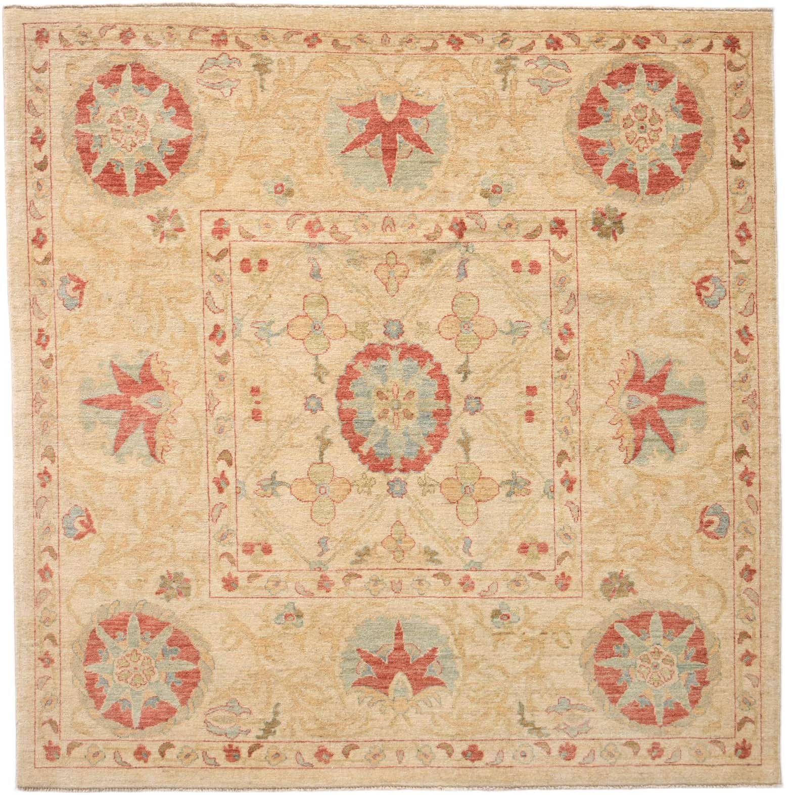 6' x 6' Hand Knotted Ziegler Square Rug