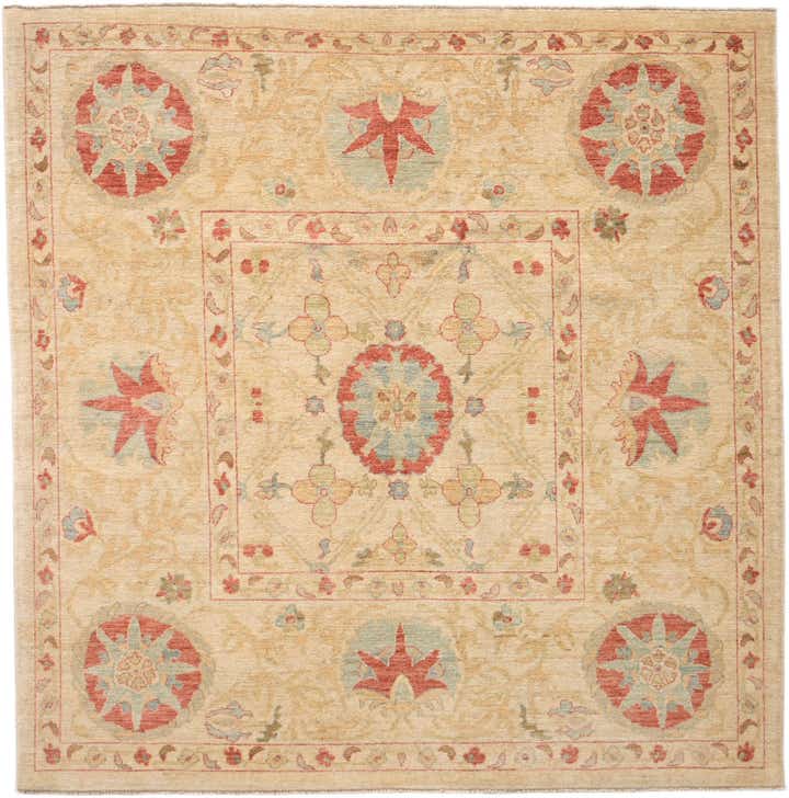 6' x 6' Hand Knotted Ziegler Square Rug