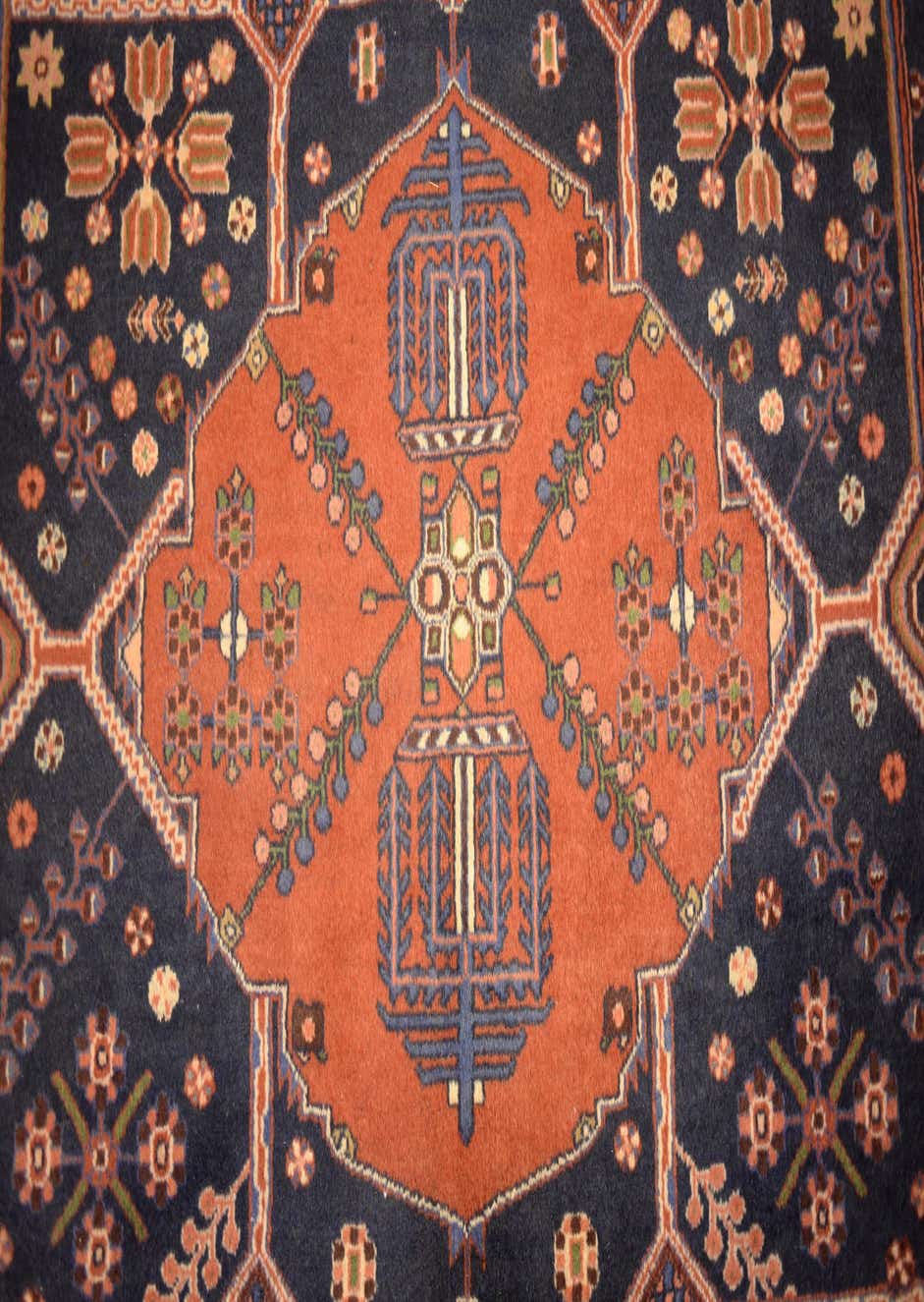 Navy Blue 5' 1 x 12' 10 Hand Knotted Saveh Persian Wool Runner Rug