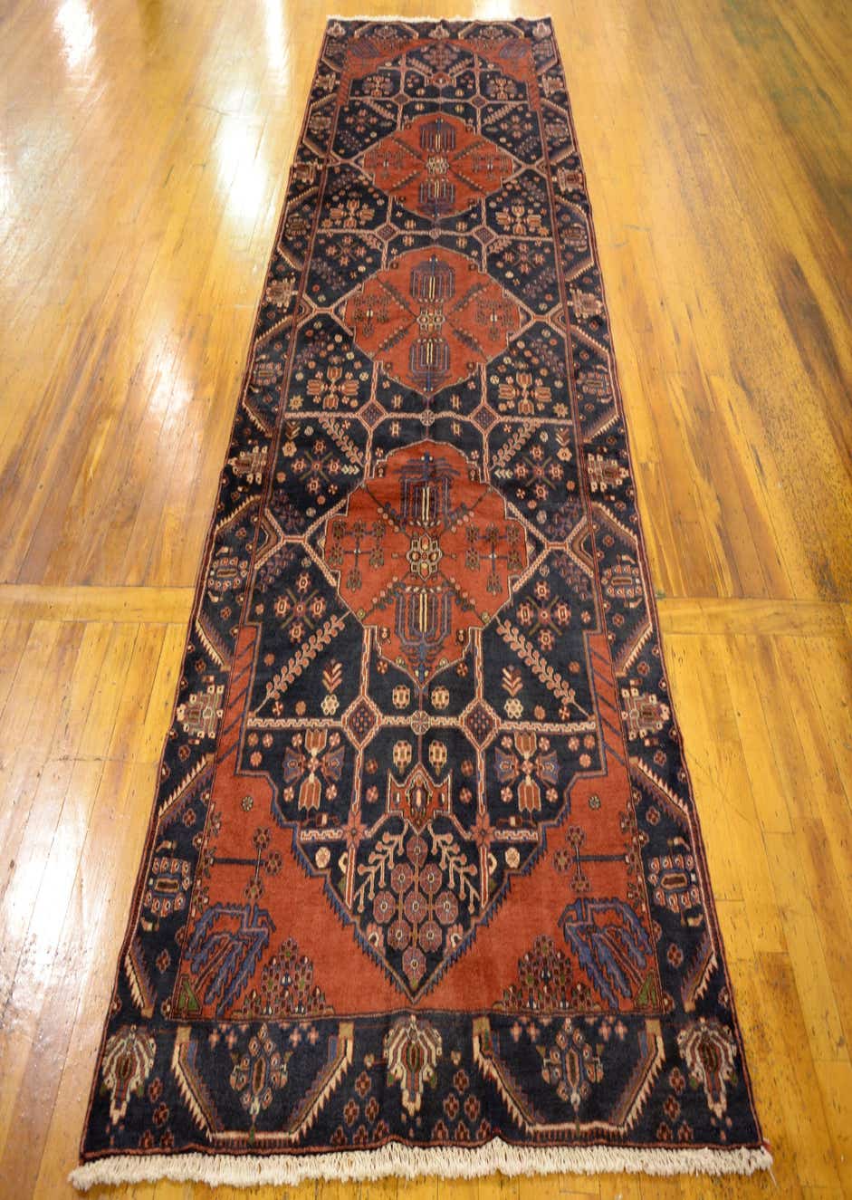 Navy Blue 5' 1 x 12' 10 Hand Knotted Saveh Persian Wool Runner Rug