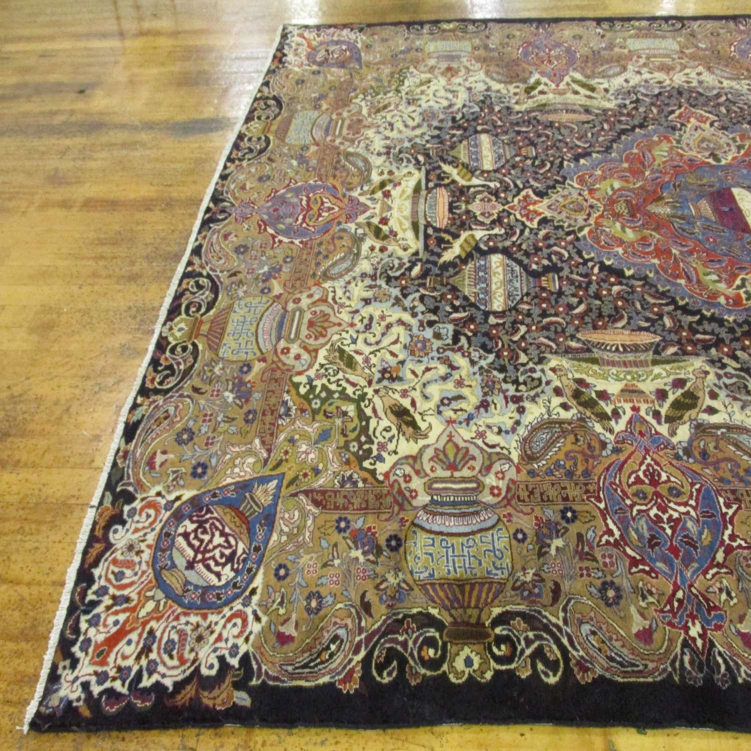 Navy Blue 9' 8 x 12' 6 Hand Knotted Kashmar Persian Wool Rug eSaleRugs