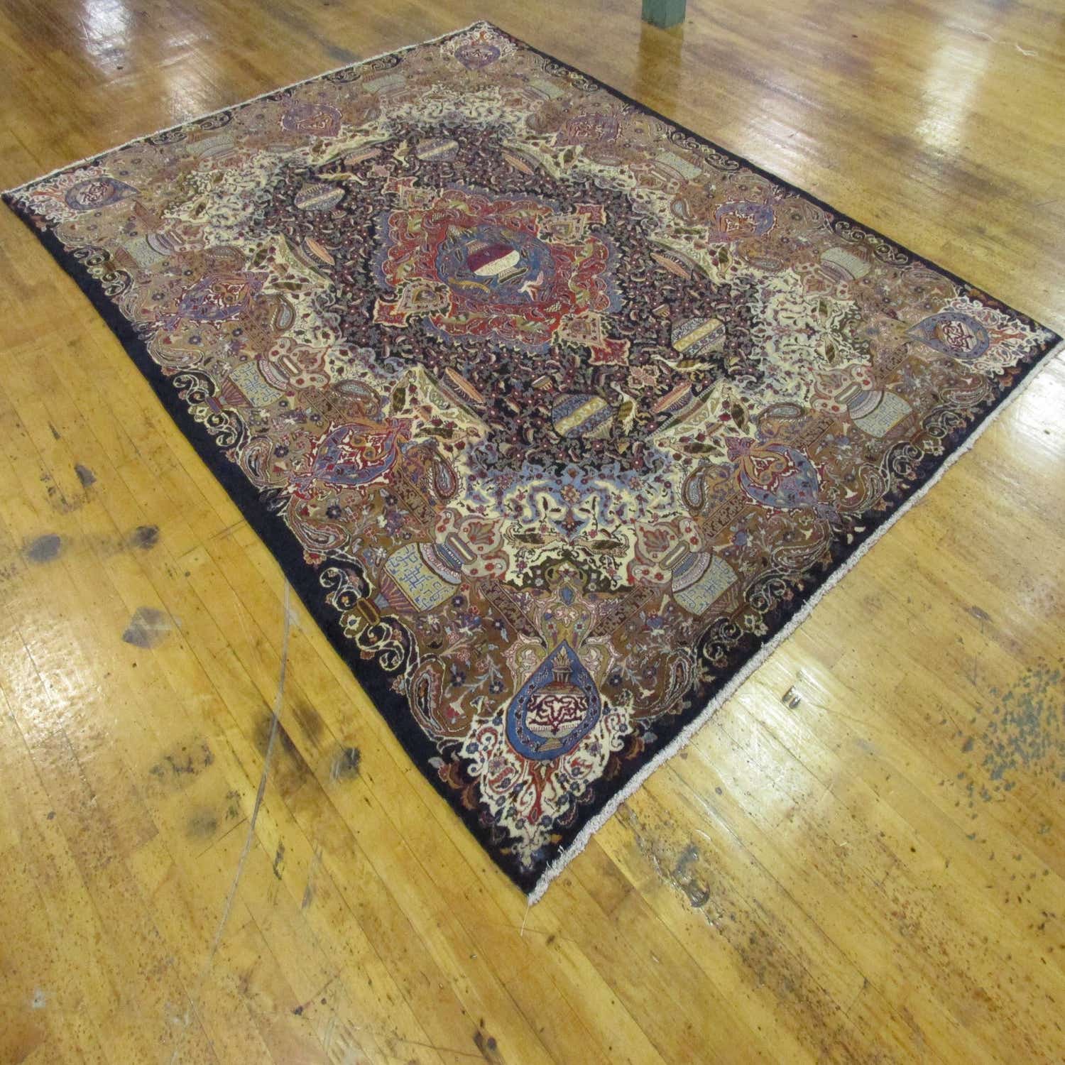 Navy Blue 9' 8 x 12' 6 Hand Knotted Kashmar Persian Wool Rug eSaleRugs