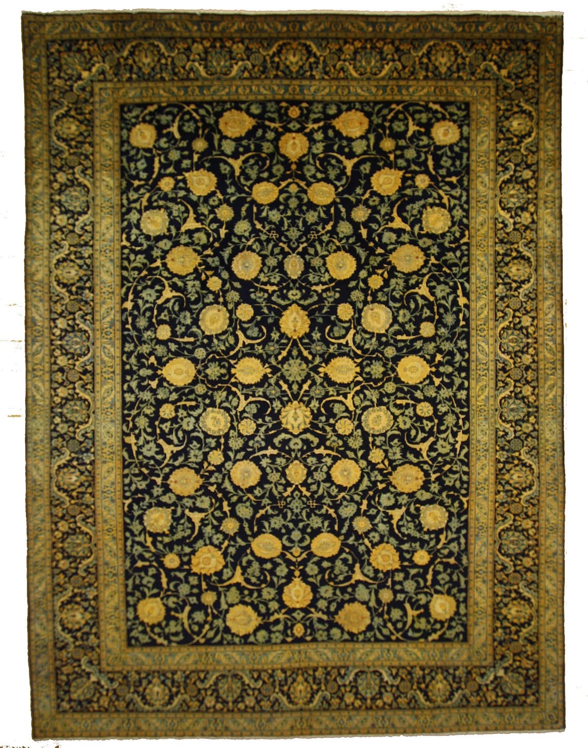 Navy Blue 10' x 13' 4 Hand Knotted Kashan Persian Wool Rug eSaleRugs