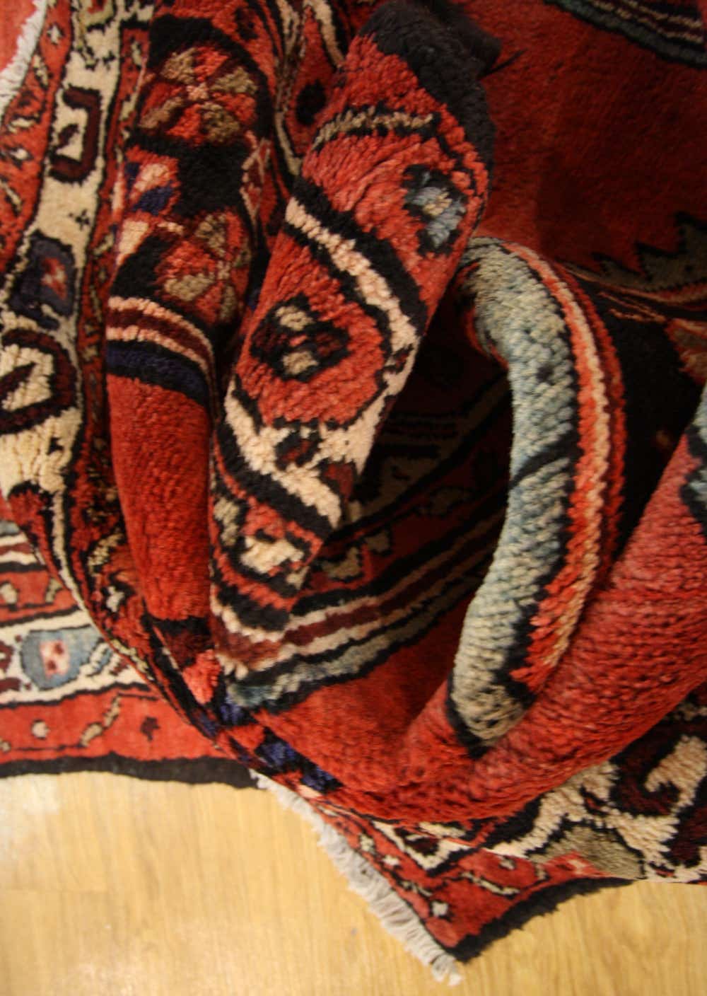 Red 3' 6 x 9' 5 Hand Knotted Mazlaghan Persian Wool Runner Rug eSaleRugs