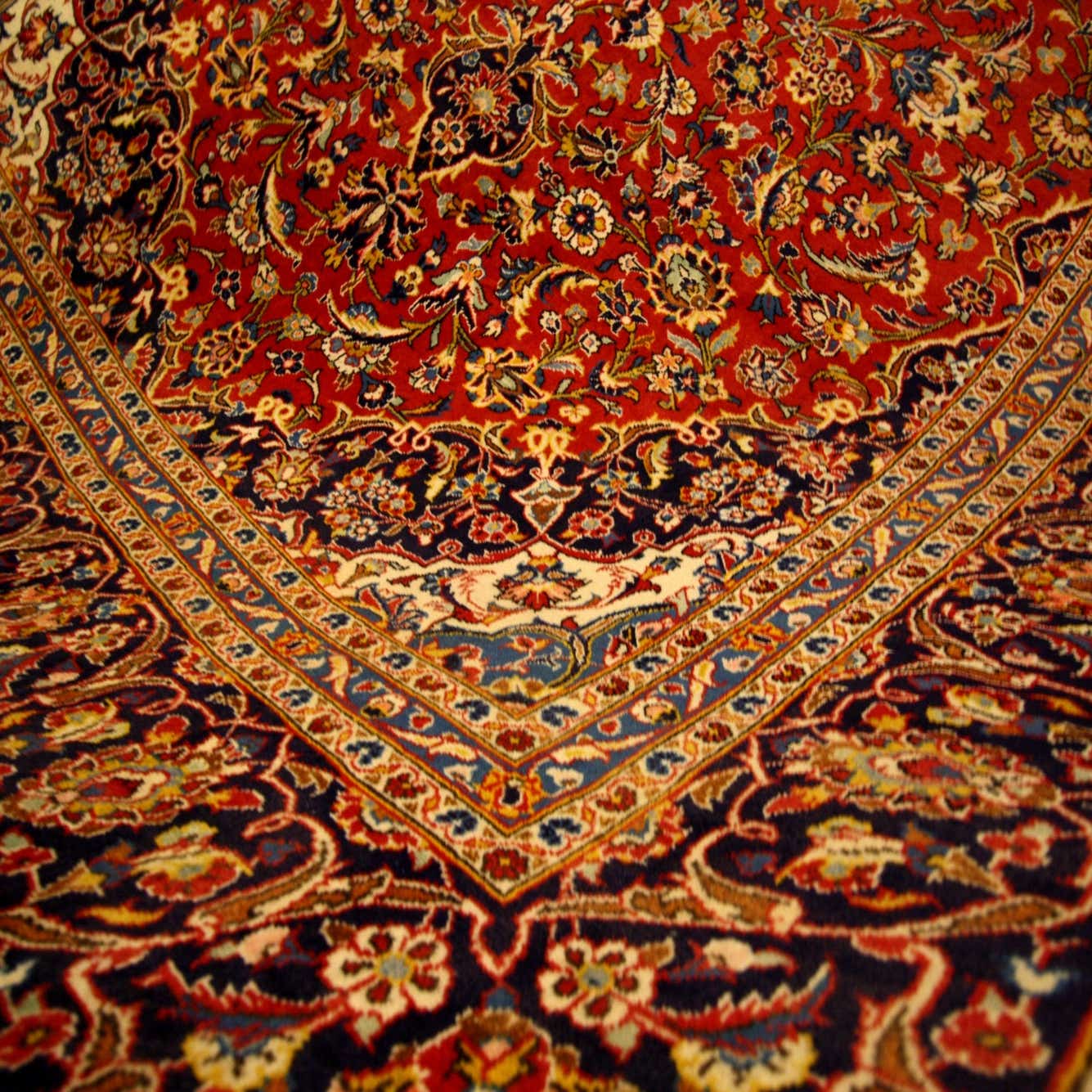 Red 8' 2 x 11' 5 Hand Knotted Kashan Persian Wool Rug eSaleRugs