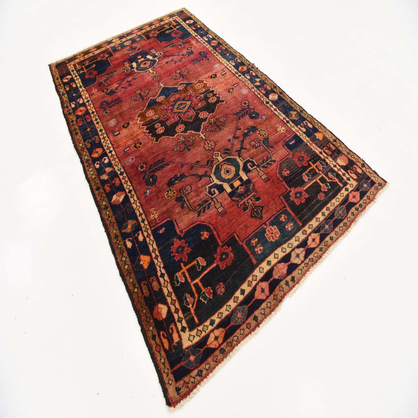 Red 4' 10 x 7' 8 Hand Knotted Hamedan Persian Wool Rug eSaleRugs