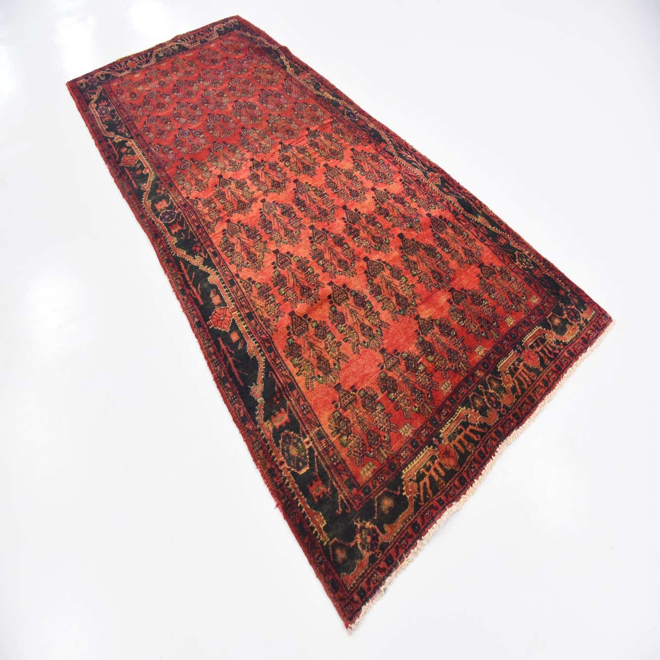Red 4' 1 x 9' 5 Hand Knotted Sirjan Persian Wool Runner Rug eSaleRugs
