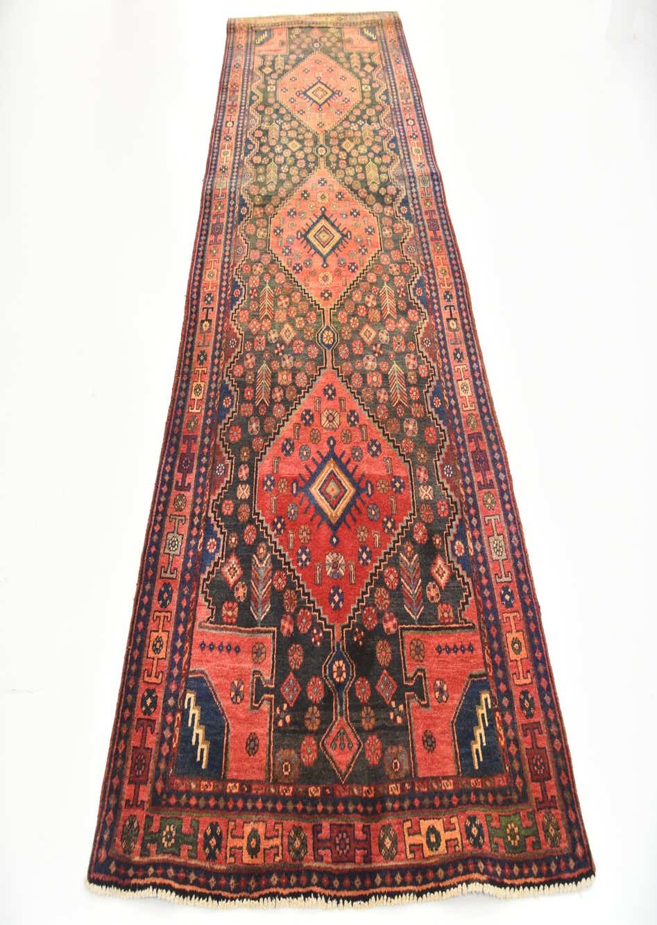 Navy Blue 4' 2 x 10' 2 Hand Knotted Sirjan Persian Wool Runner Rug