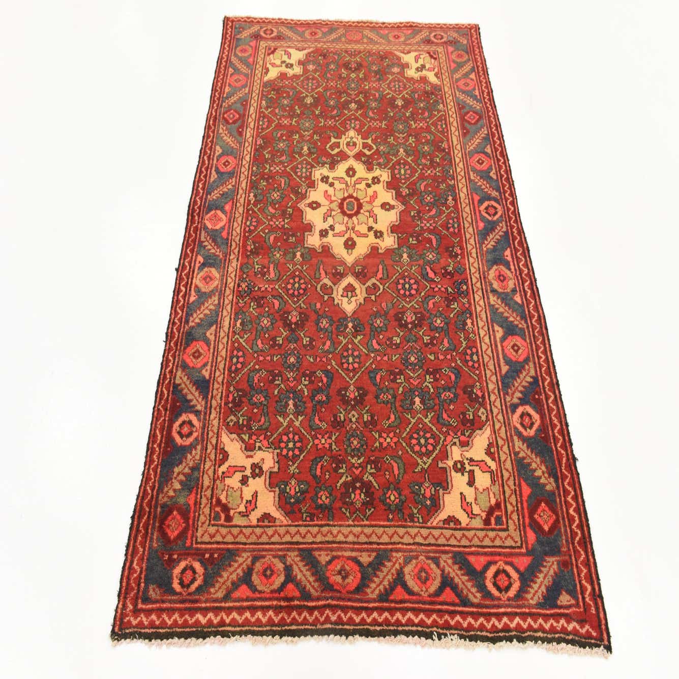 Red 4' 1 x 7' Hand Knotted Zanjan Persian Wool Rug eSaleRugs