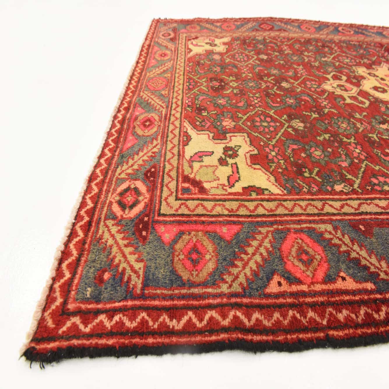 Red 4' 1 x 7' Hand Knotted Zanjan Persian Wool Rug eSaleRugs