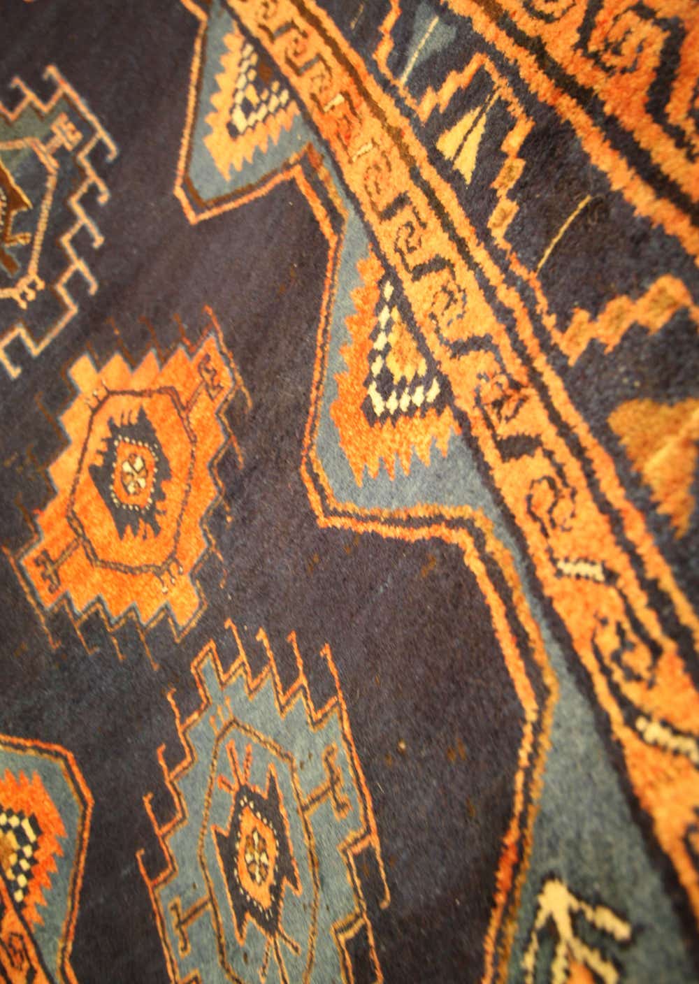 Navy Blue 3' 8 x 13' 1 Hand Knotted Saveh Persian Wool Runner Rug