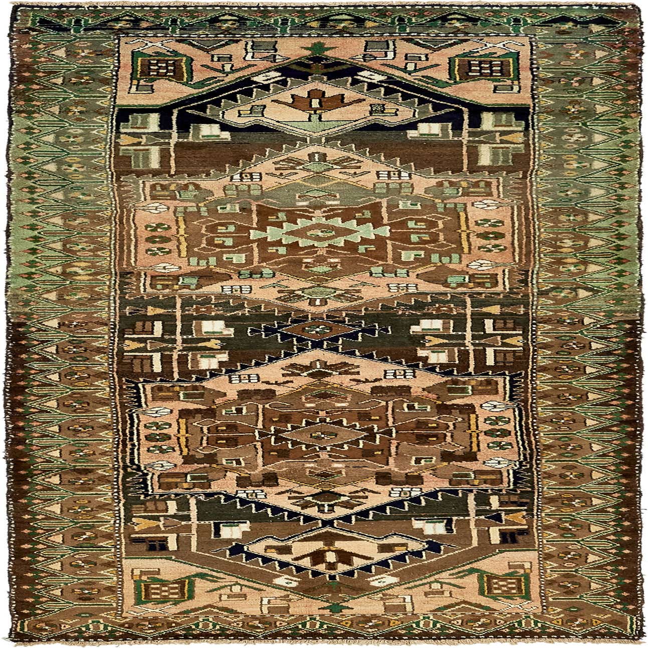 Olive 3' 7 x 10' Hand Knotted Saveh Persian Wool Runner Rug eSaleRugs