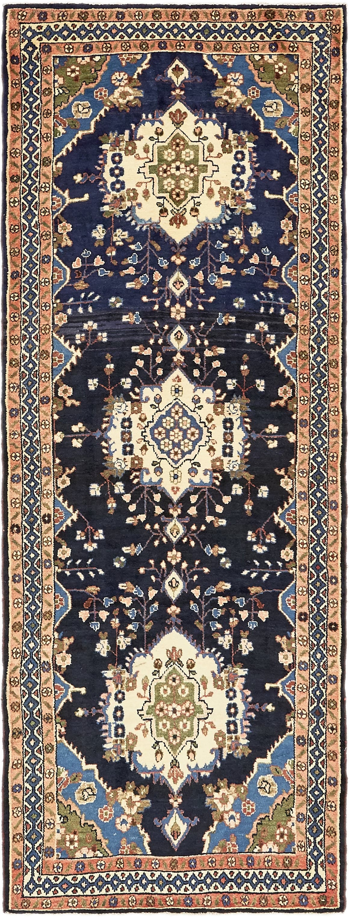 Navy Blue 3' 6 x 9' 5 Mehraban Persian Runner Rug eSaleRugs