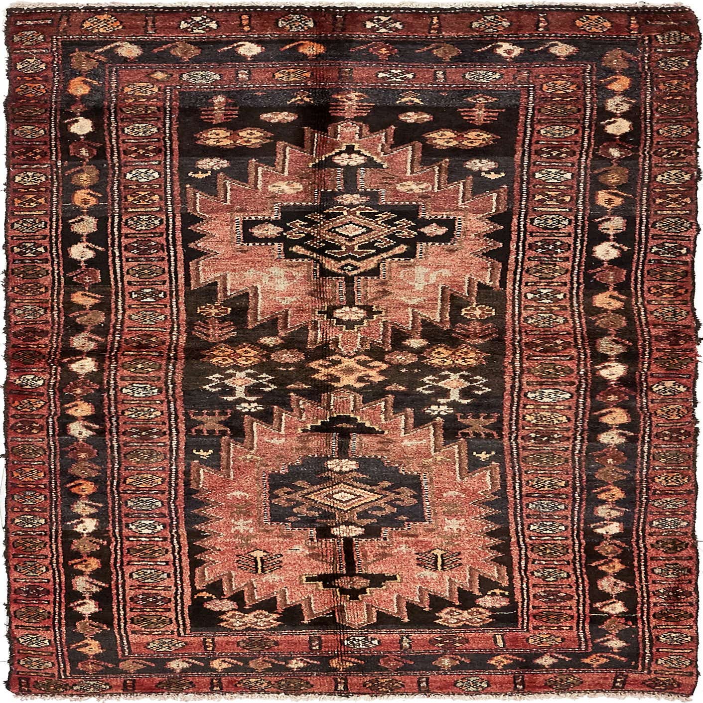 Black 3' 9 x 7' 2 Hand Knotted Hamedan Persian Wool Rug eSaleRugs