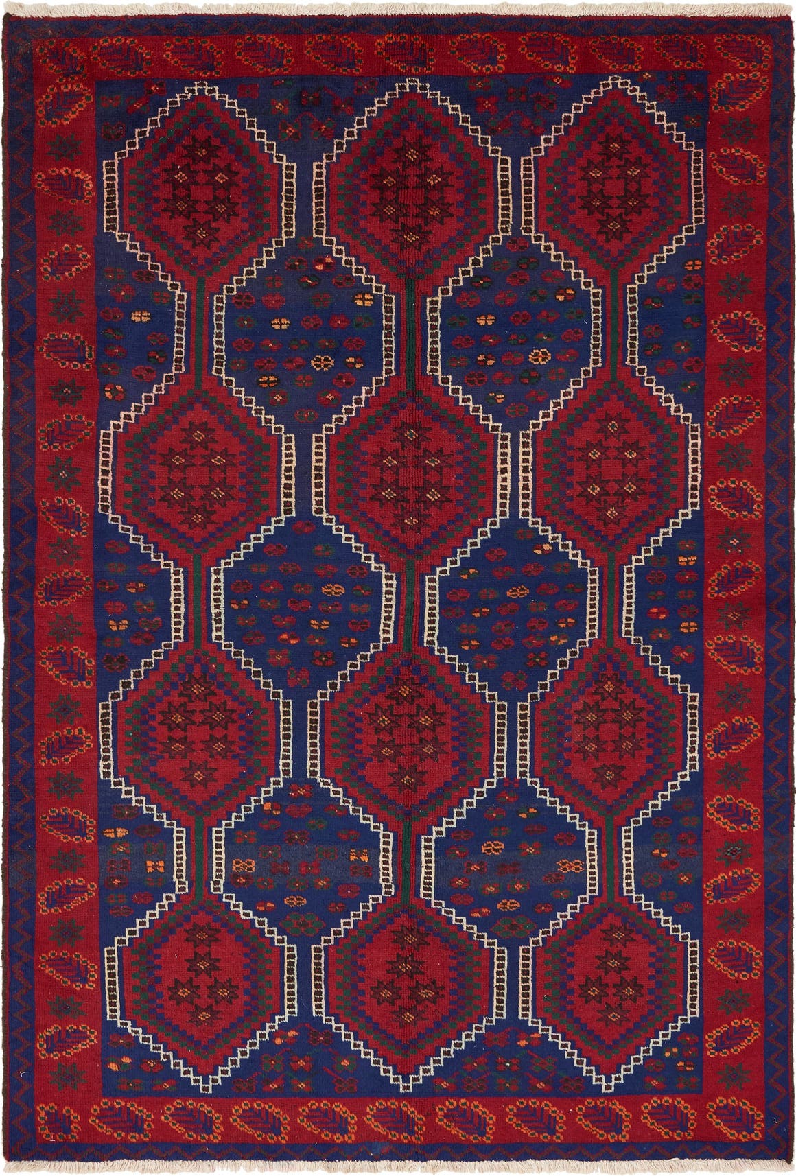 Red 5' 1 x 7' 3 Hand Knotted Hamedan Persian Wool Rug eSaleRugs