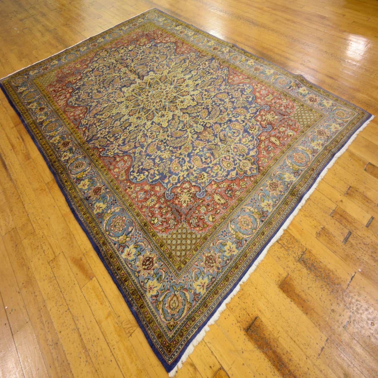 Navy Blue 7' 1 x 10' 2 Hand Knotted Qom Persian Rug eSaleRugs