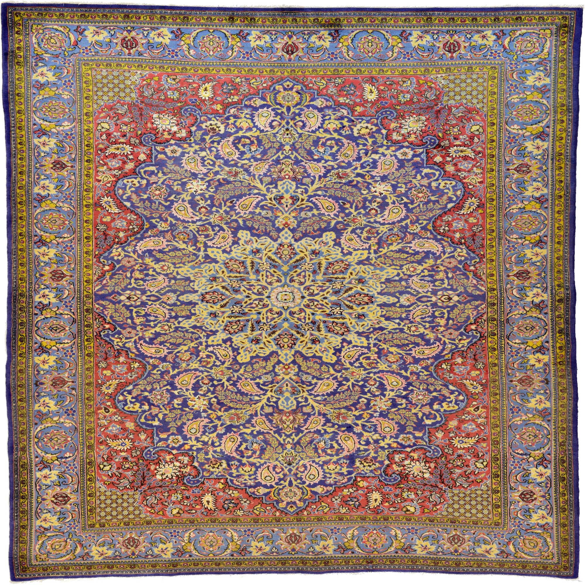 Navy Blue 7' 1 x 10' 2 Hand Knotted Qom Persian Rug eSaleRugs