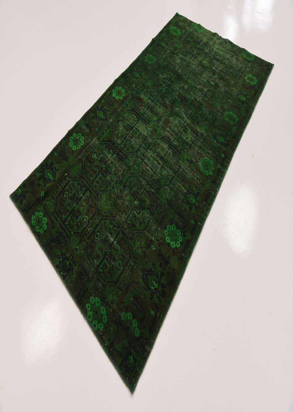 Green 115cm x 215cm Ultra Vintage Persian Runner Rug AU Rugs