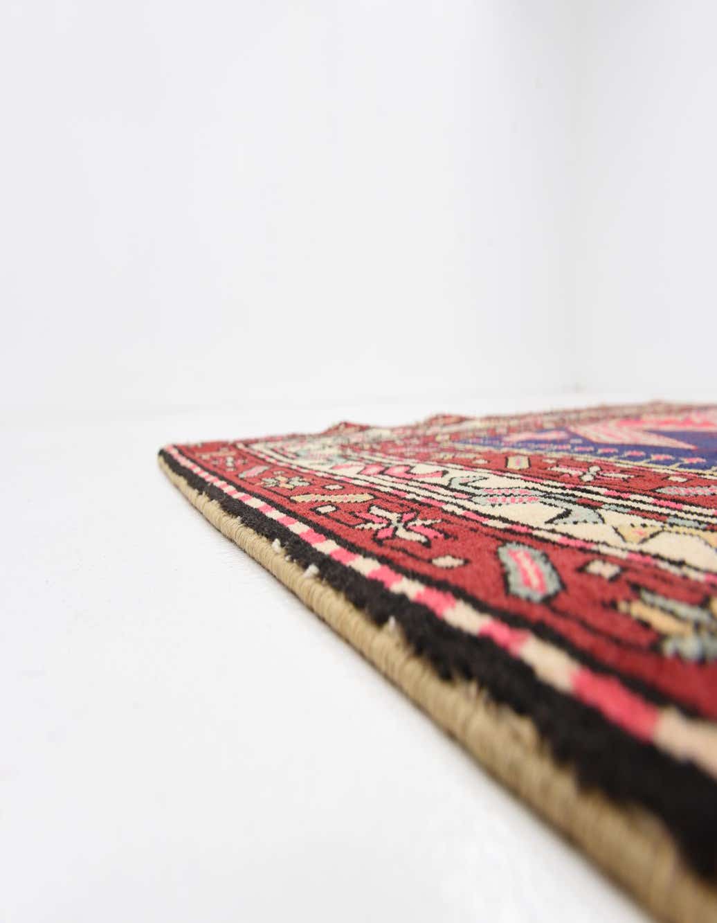 Navy Blue 4' 8 x 10' Hand Knotted Ardabil Persian Wool Runner Rug