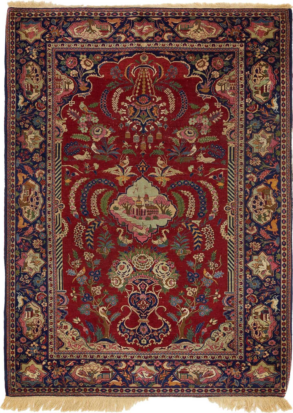 Red 4' 6 x 6' 7 Isfahan Persian Rug